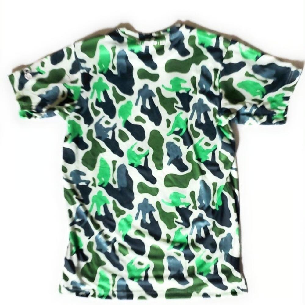 ADIDAS x NERD Pharrell FreeLift Prime Green Camo T-Shirt Climalite Size L